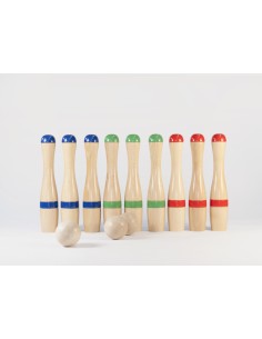 JUEGO 9 BOLOS DE MADERA