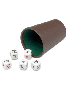 CUBILETE DE PÓKER CUBILETE DADOS FORRADO + 5 DADOS