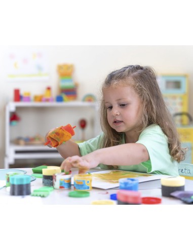 CAJA 5 BOTES PINTURA DEDOS 40ml COLORES SURTIDOS