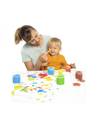 CAJA 5 BOTES PINTURA DEDOS 40ml COLORES SURTIDOS