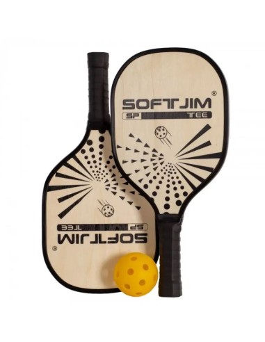 JUEGO PALAS PICKLEBALL MADERA CON PELOTA Y FUNDA