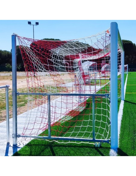 JUEGO PORTERÍAS ALUMINIO FÚTBOL 11 120X100 ABATIBLES CON ARQUILLOS GALVANIZADOS EN CALIENTE