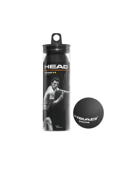 TUBO 3 PELOTAS SQUASH PRIME- DOBLE PUNTO AMARILLO (DYD)