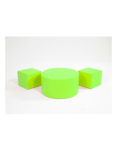 SET DE 2 PUFF + MESA DE CUERO SINTÉTICO