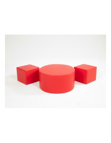 SET DE 2 PUFF + MESA DE CUERO SINTÉTICO