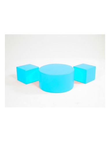 SET DE 2 PUFF + MESA DE CUERO SINTÉTICO
